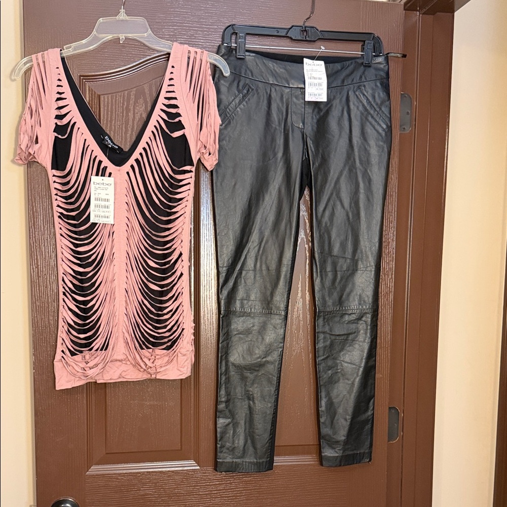 Bebe Black Leather Pants & top